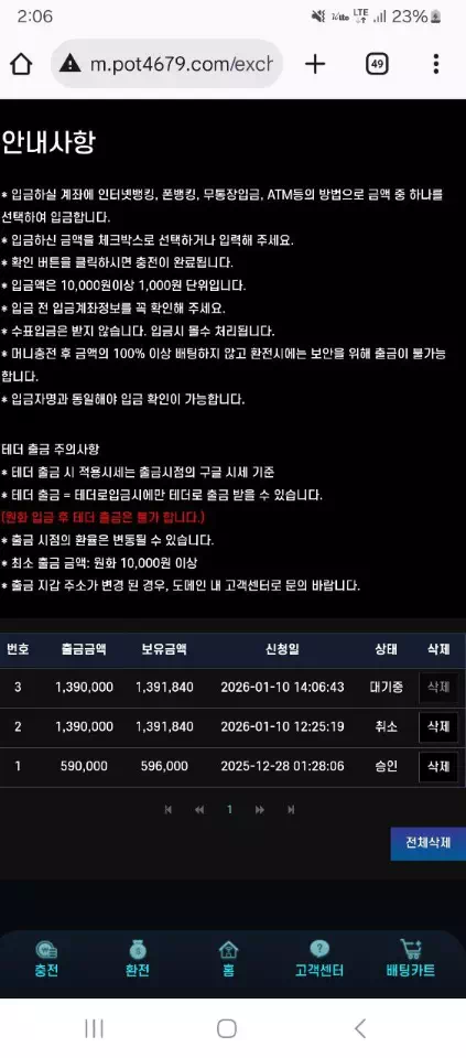 포인트 먹튀 pot4679.com - 139만원 환전 먹튀 피해 제보