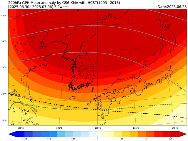 다음주 동북아 날씨 예상도.