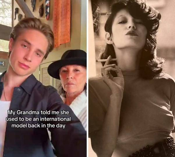 왕년에 모델이었던 할머니에게 선물을 준비했다