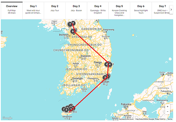 실제 외국인들의 한국 관광 패키지 구성
