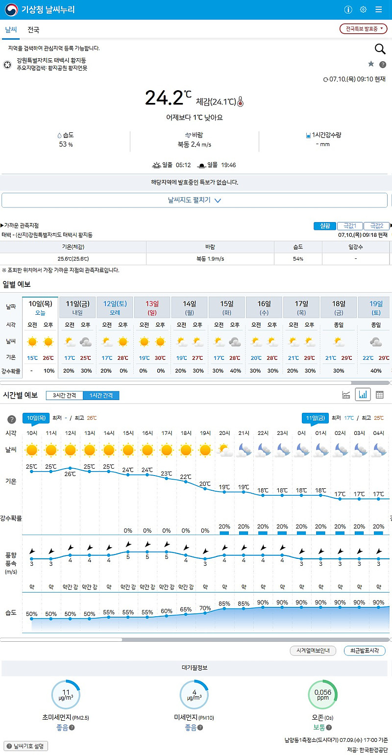 요즘 선선한 곳